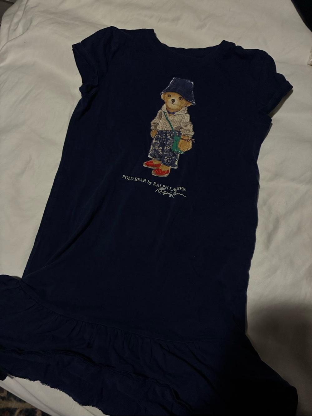 Polo by Ralph Lauren Navy Tee Dress with Polo Bear Graphic
